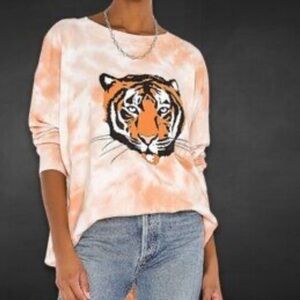Wildfox La Tigre Tiger Tie Dye Roadtrip Sweatshirt Top Size S